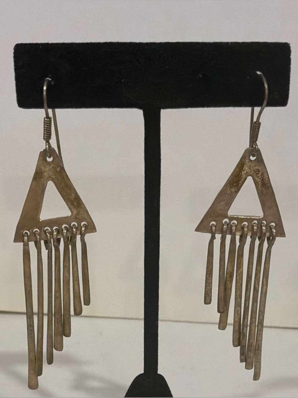 Vintage .925 silver Triangle Fringe Earrings
